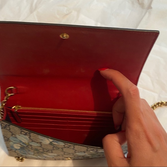 Gucci Chain Wallet Blooms Print GG Coated Canvas - Picture 9 of 14